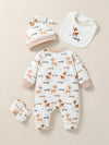 Baby Animal Print Jumpsuit Set 4PCS