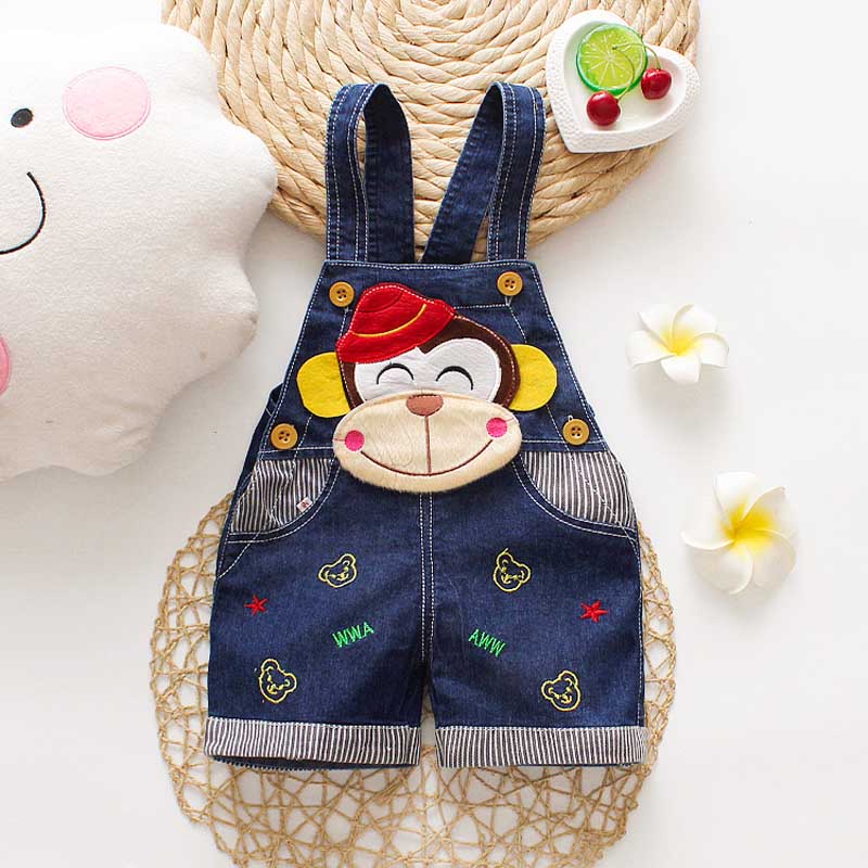 Animal Designed Denim Baby Overalls