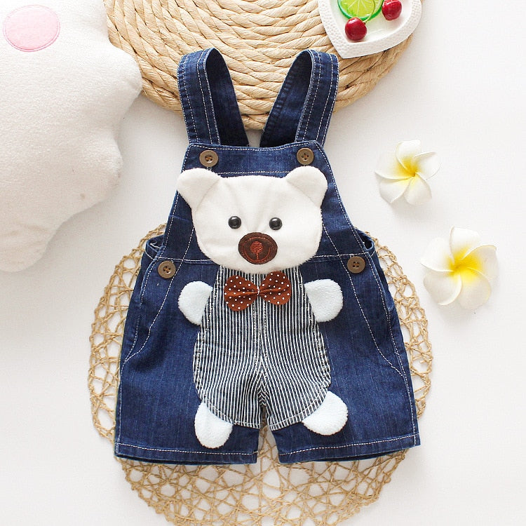 Animal Designed Denim Baby Overalls