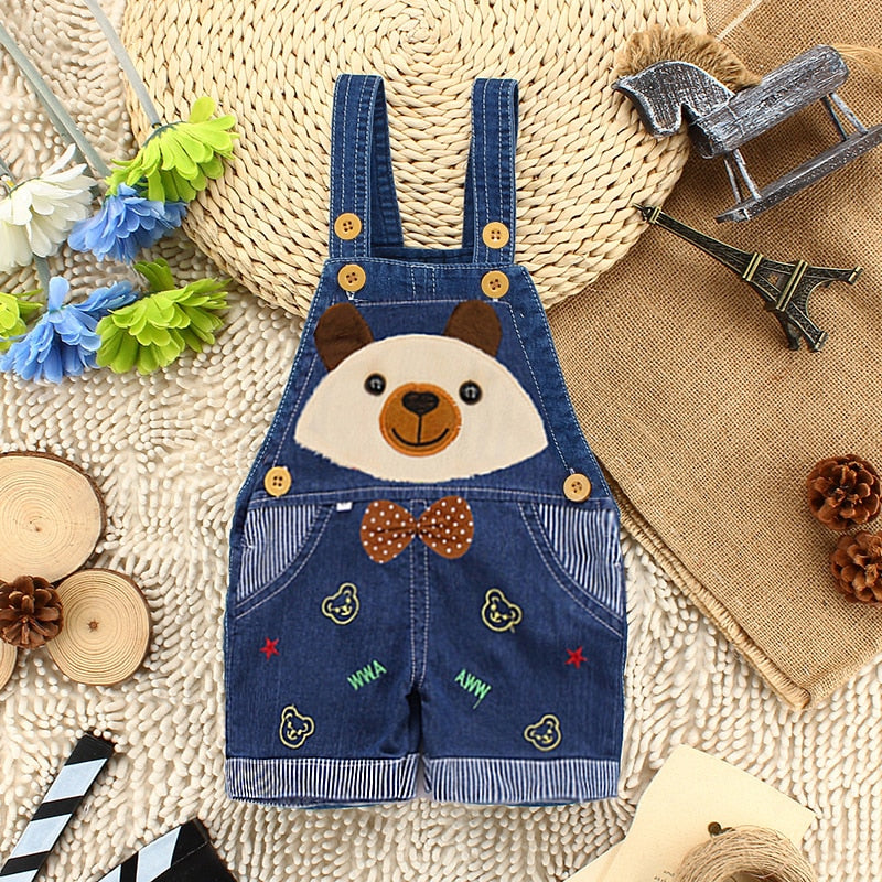 Animal Designed Denim Baby Overalls