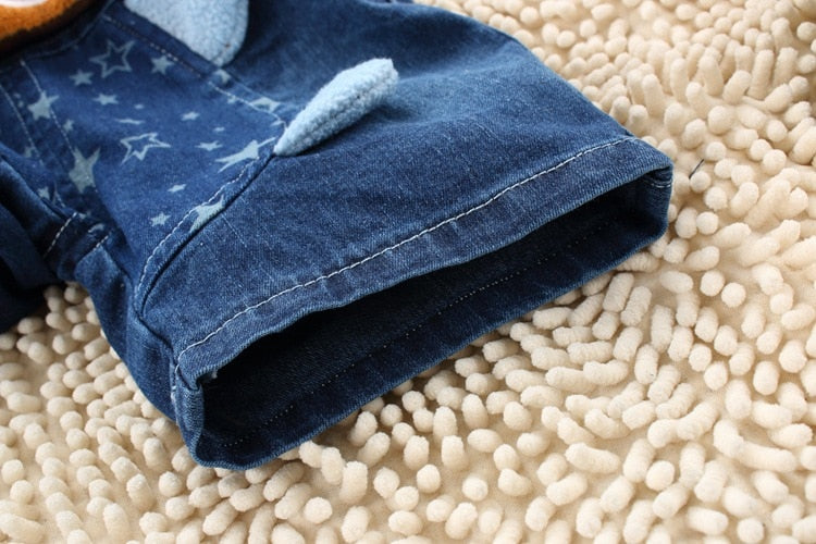 Animal Designed Denim Baby Overalls