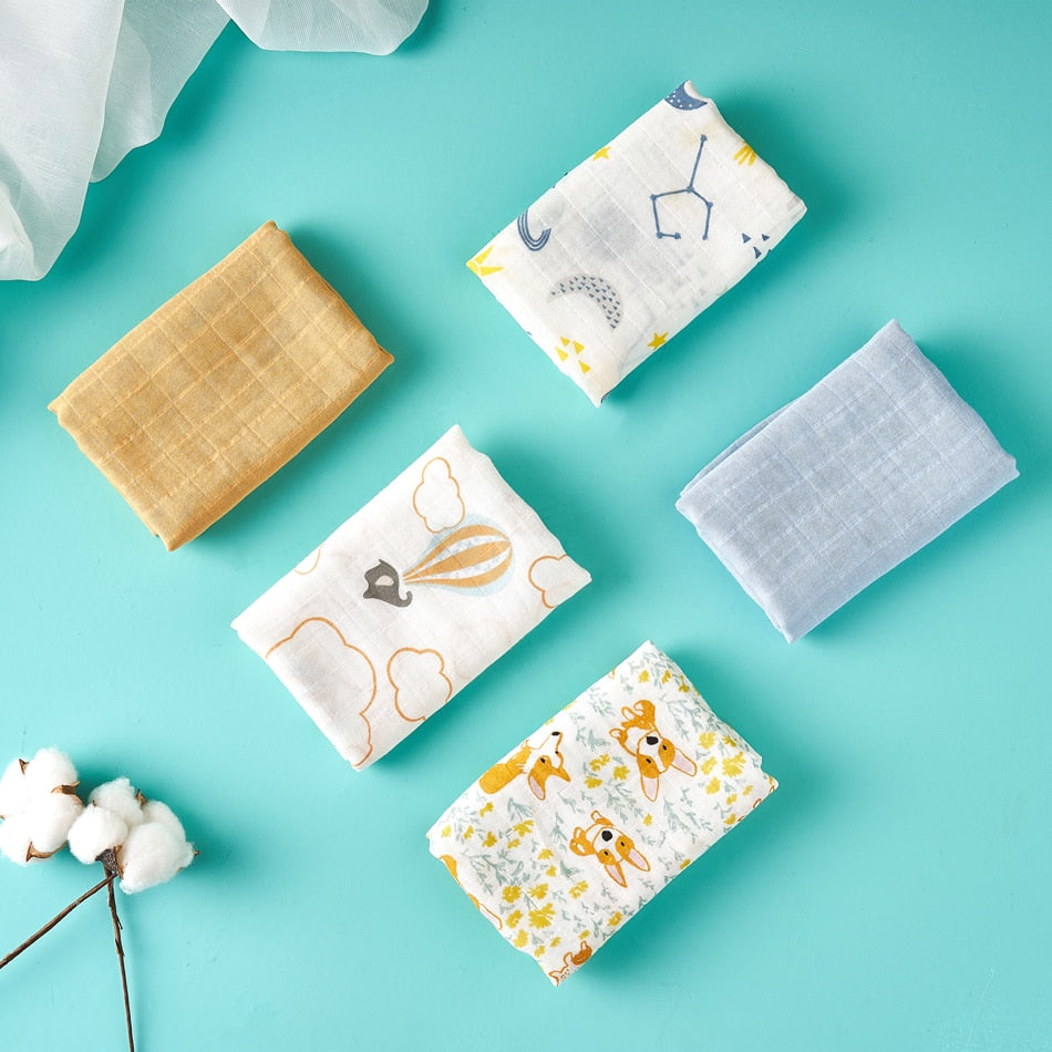 Bamboo Cotton Swaddle Blanket Set (5 pieces)