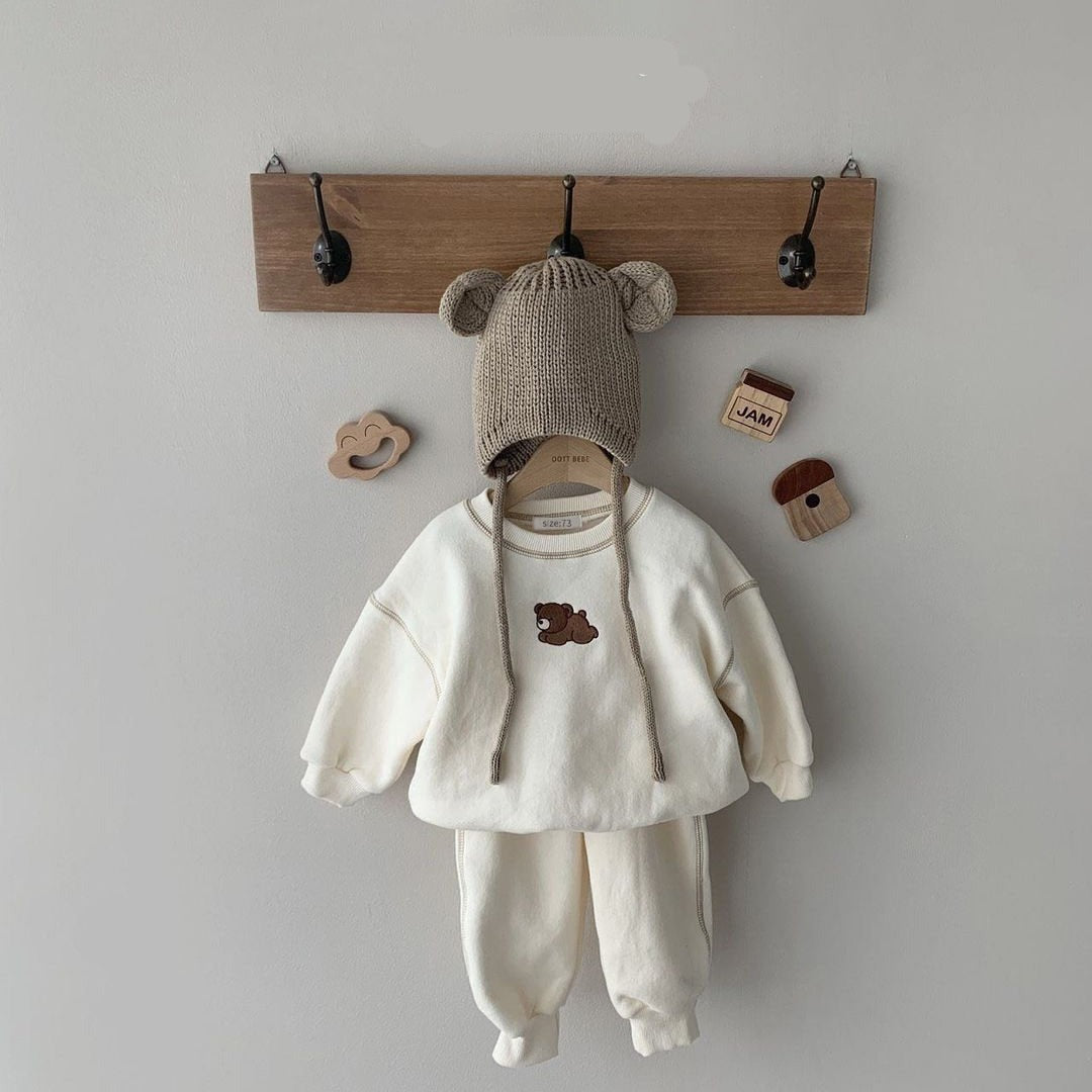 Cute Bear Matching Baby Tracksuit Set