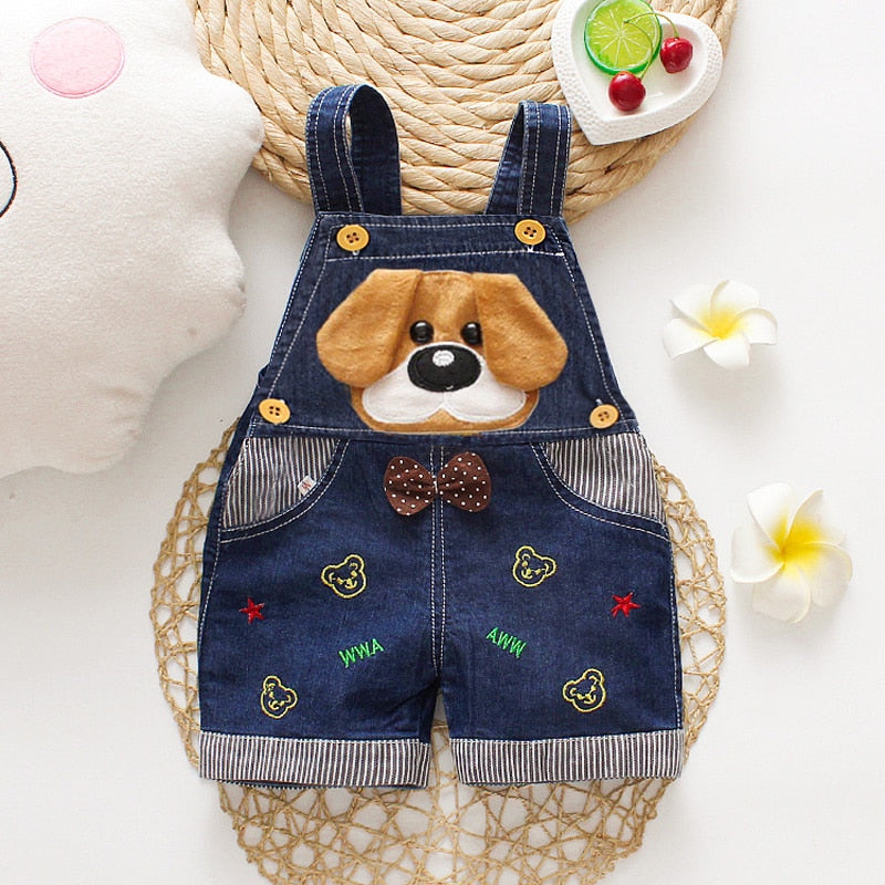 Animal Designed Denim Baby Overalls