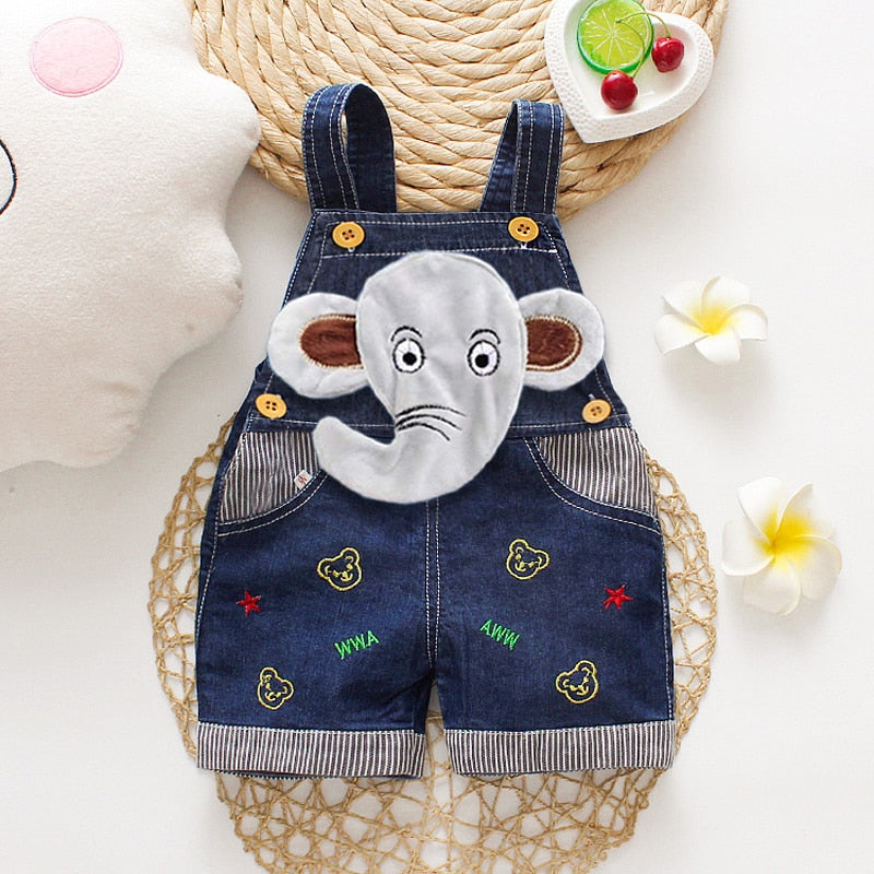 Animal Designed Denim Baby Overalls