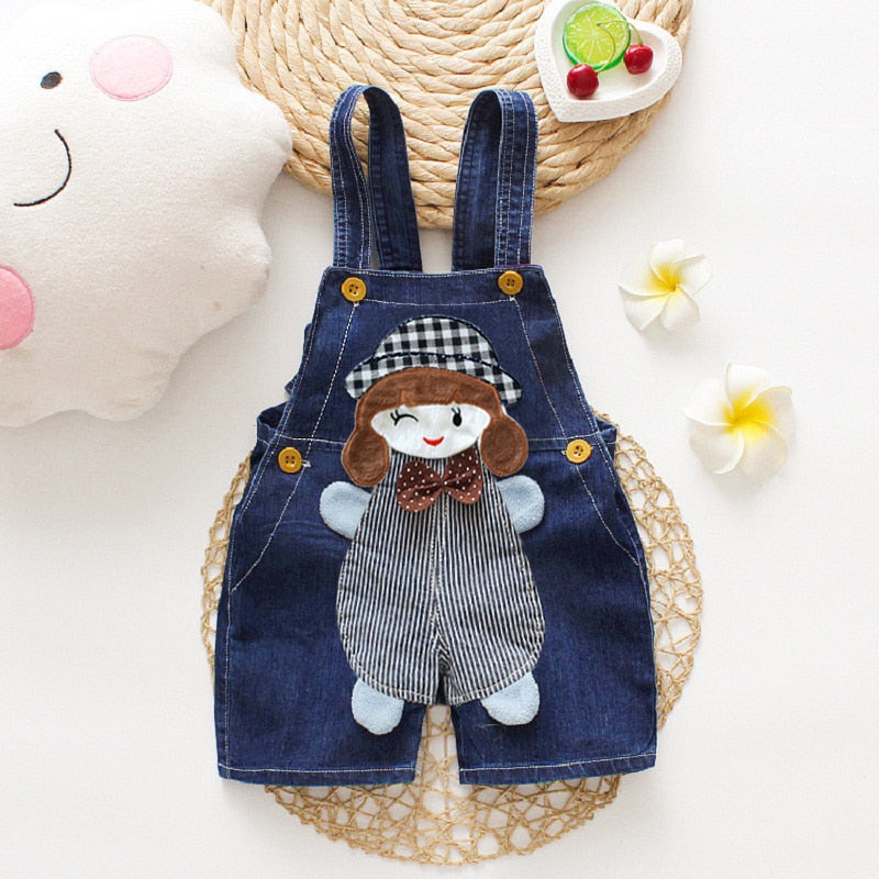 Animal Designed Denim Baby Overalls