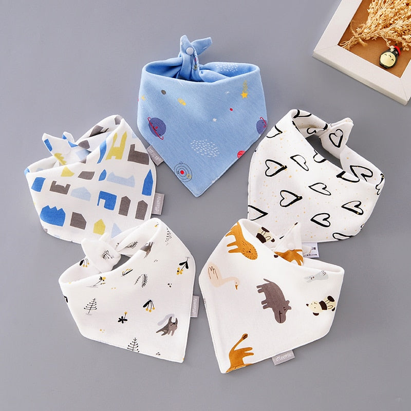 Cartoon Bandana Bibs (5pcs)