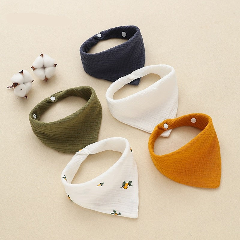 Snap Button Cotton Bibs (5pcs)