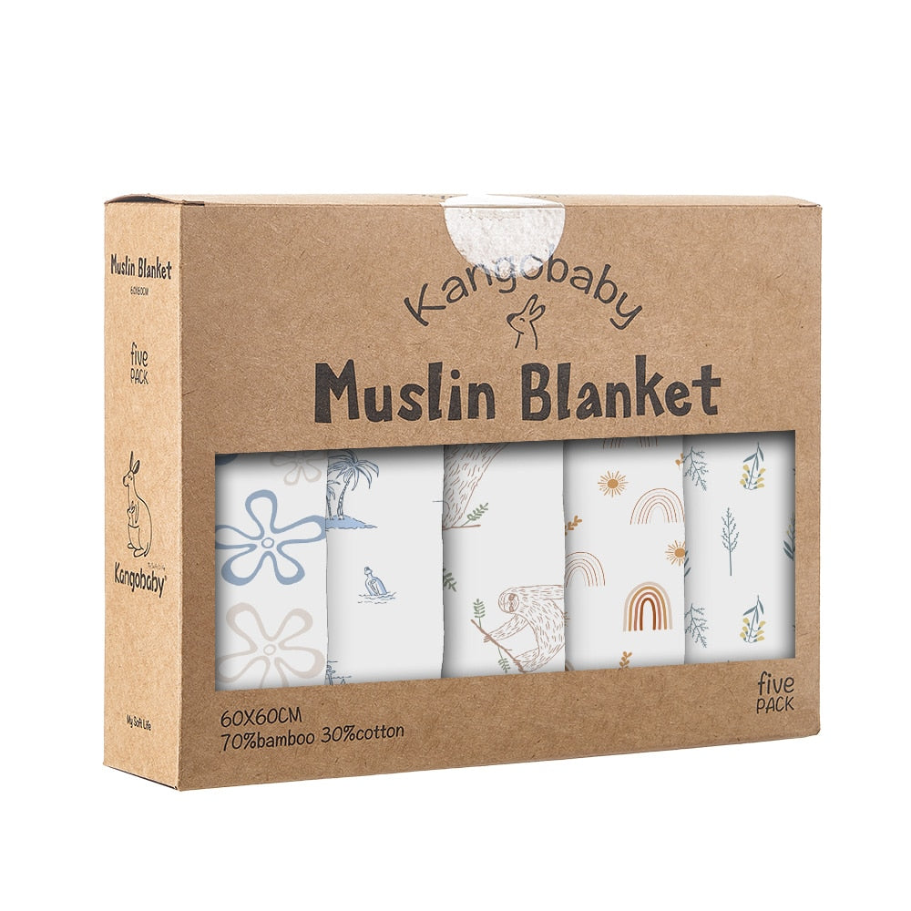 Bamboo Cotton Swaddle Blanket Set (5 pieces)