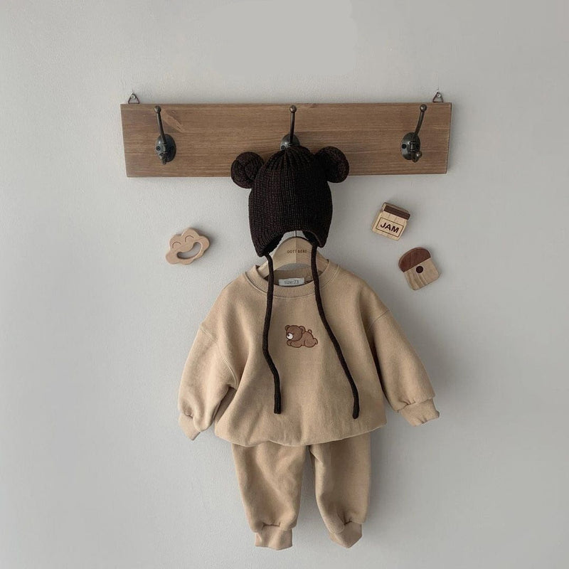 Cute Bear Matching Baby Tracksuit Set