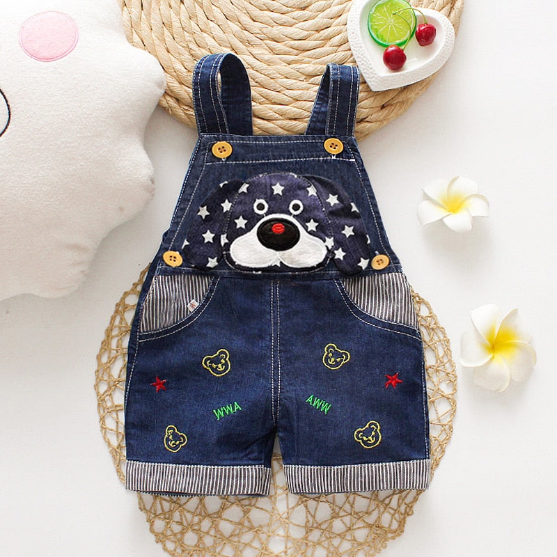 Animal Designed Denim Baby Overalls