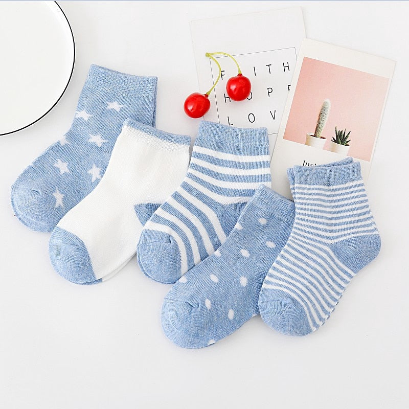 Pure Cotton Baby Socks (5 Pairs)