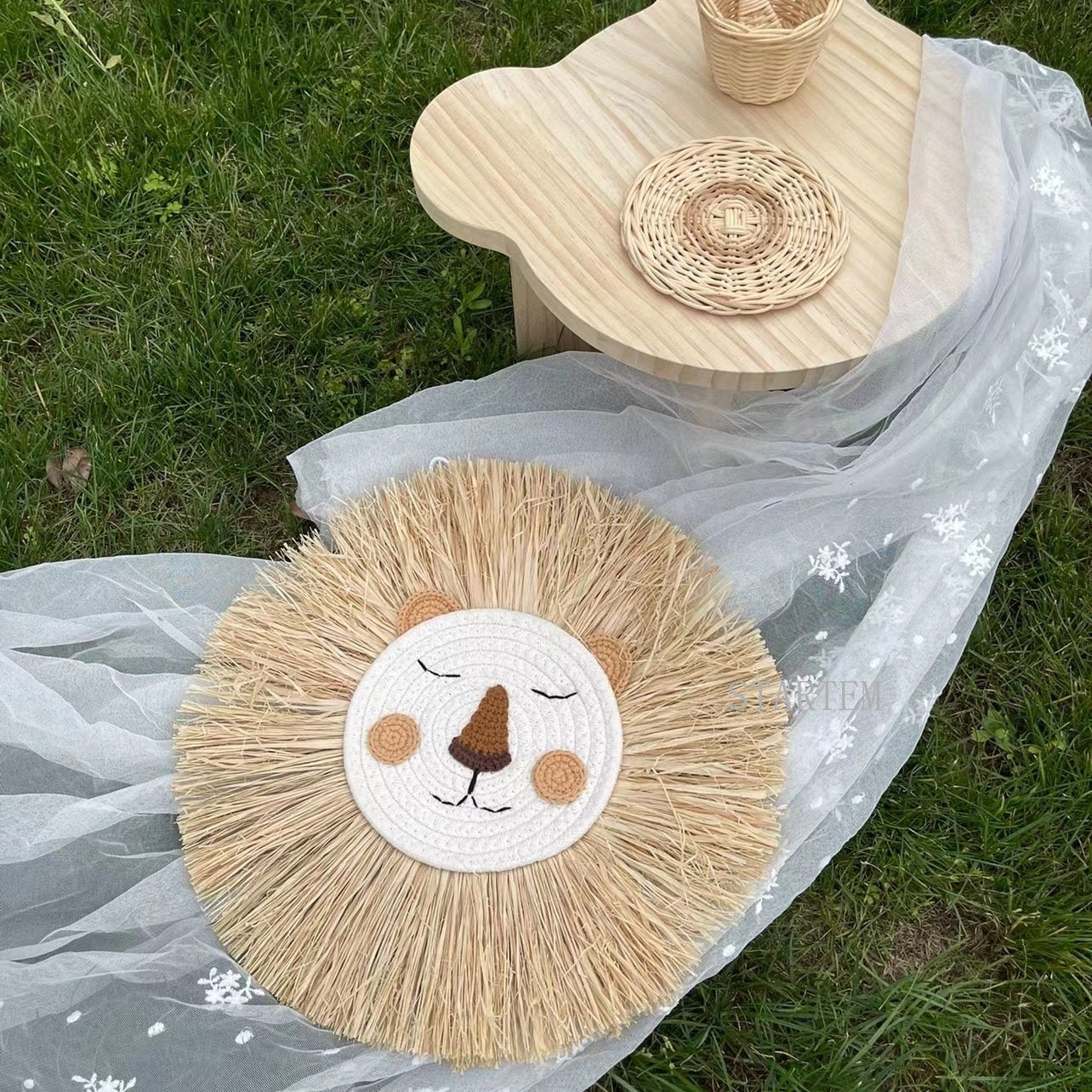 Woven Lion Wall Decor