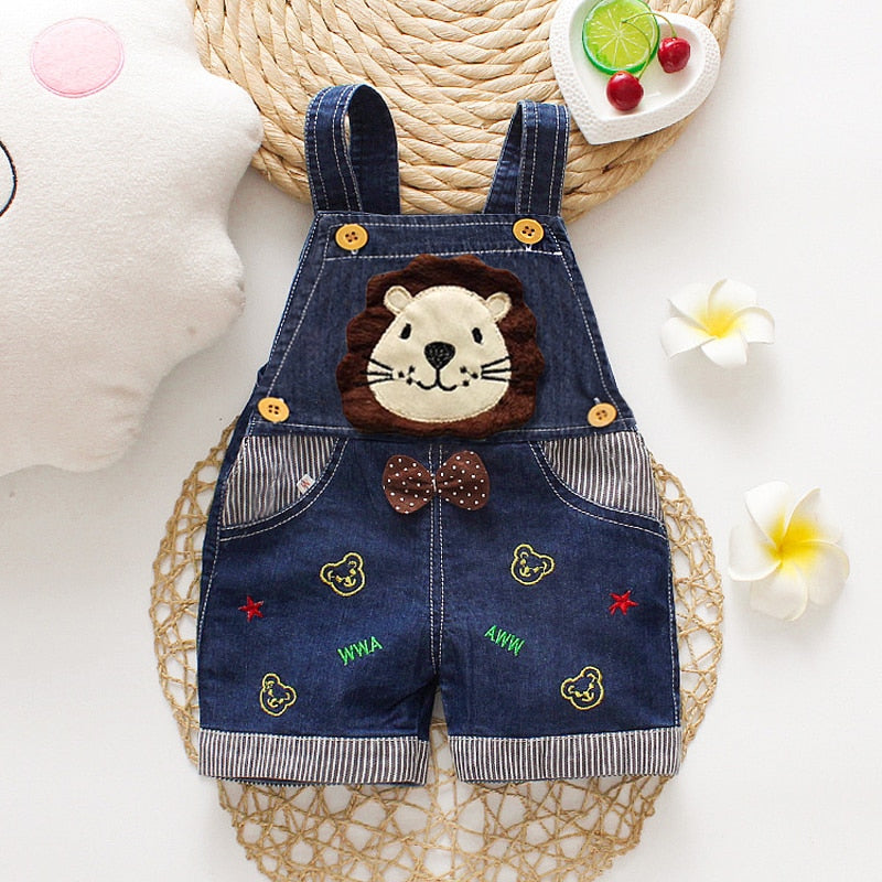 Animal Designed Denim Baby Overalls
