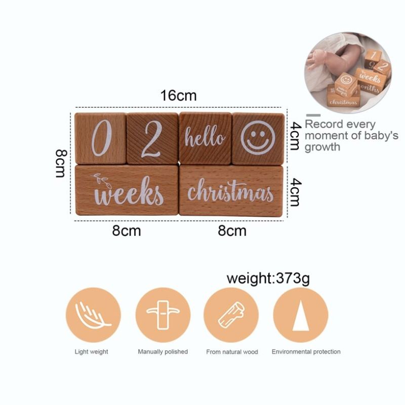 Baby Milestone Wooden Blocks
