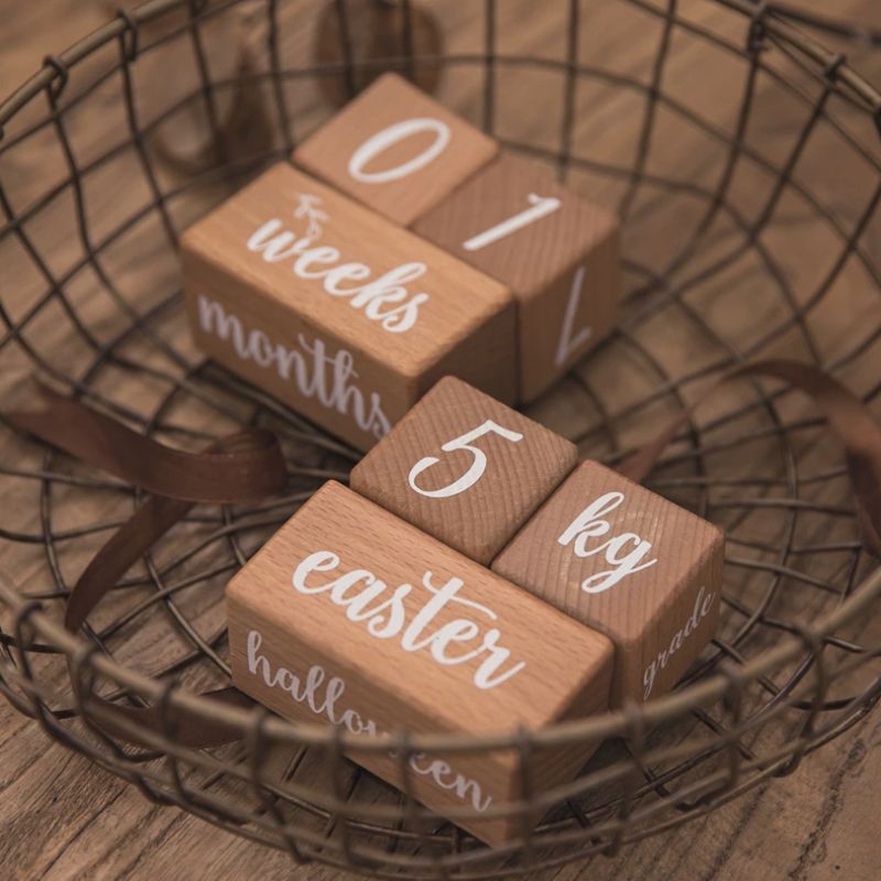 Baby Milestone Wooden Blocks