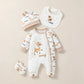 Baby Animal Print Jumpsuit Set 4PCS