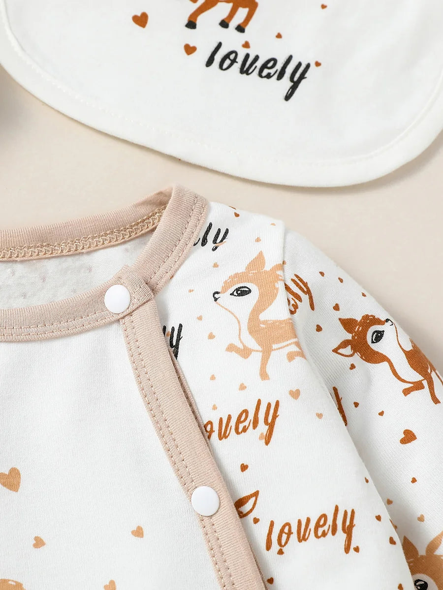 Baby Animal Print Jumpsuit Set 4PCS