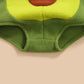 Baby Avocado Romper Outfit - Hooded Sleeveless Jumpsuit with Striped Stockings