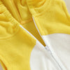 Baby Chick Romper Costume - Hooded Animal Outfit with Striped Leg Warmers
