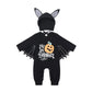 Baby Bat Romper Costume - Black Halloween Jumpsuit with Wing Sleeves