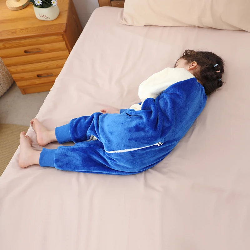 Warm Flannel Kids Sleepsack Pyjamas with Cute Cartoon Animal Prints