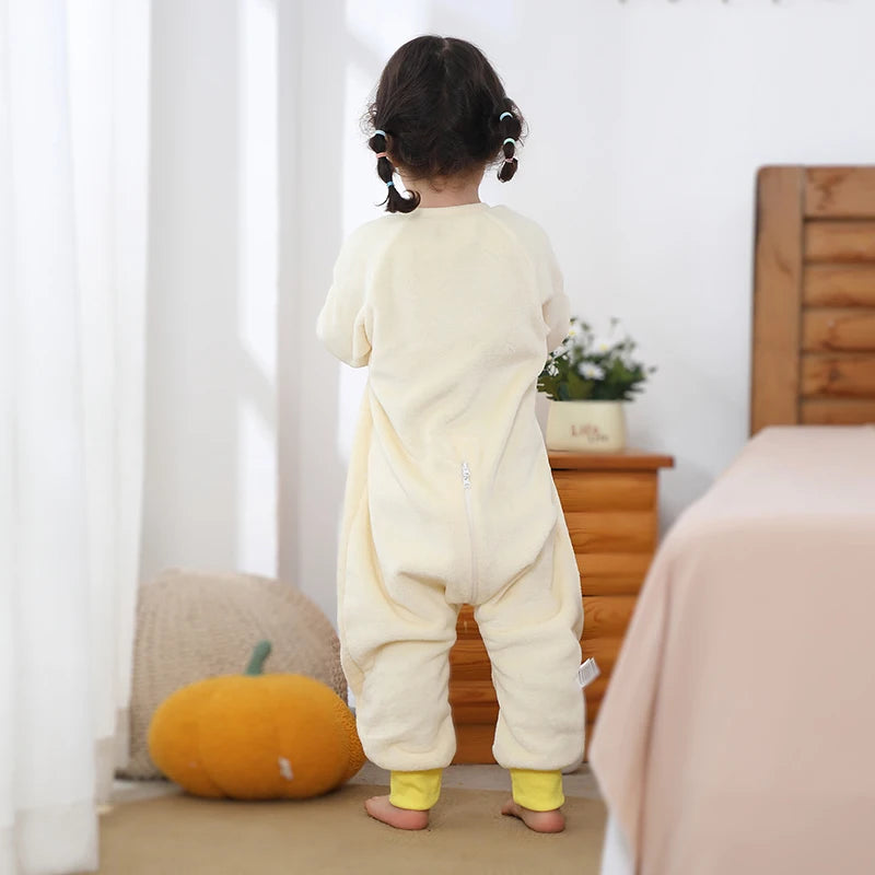 Warm Flannel Kids Sleepsack Pyjamas with Cute Cartoon Animal Prints