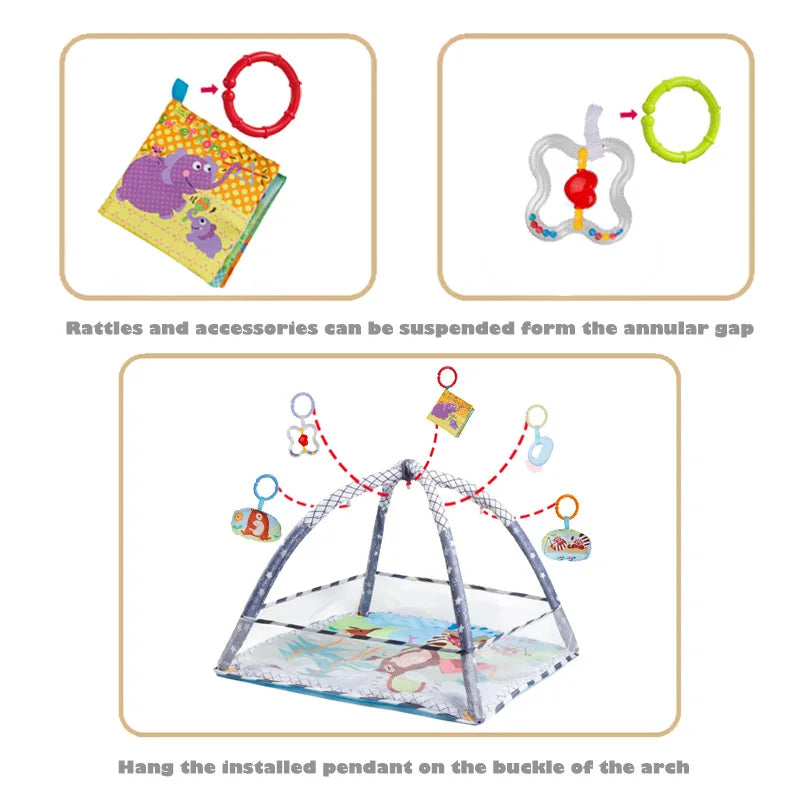 Deluxe Baby Play Gym with Hanging Toys and Soft Activity Mat
