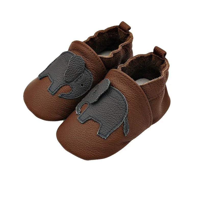 WildStep Leather Baby Moccasins | Animal Soft Sole First Walker Shoes 0-24M