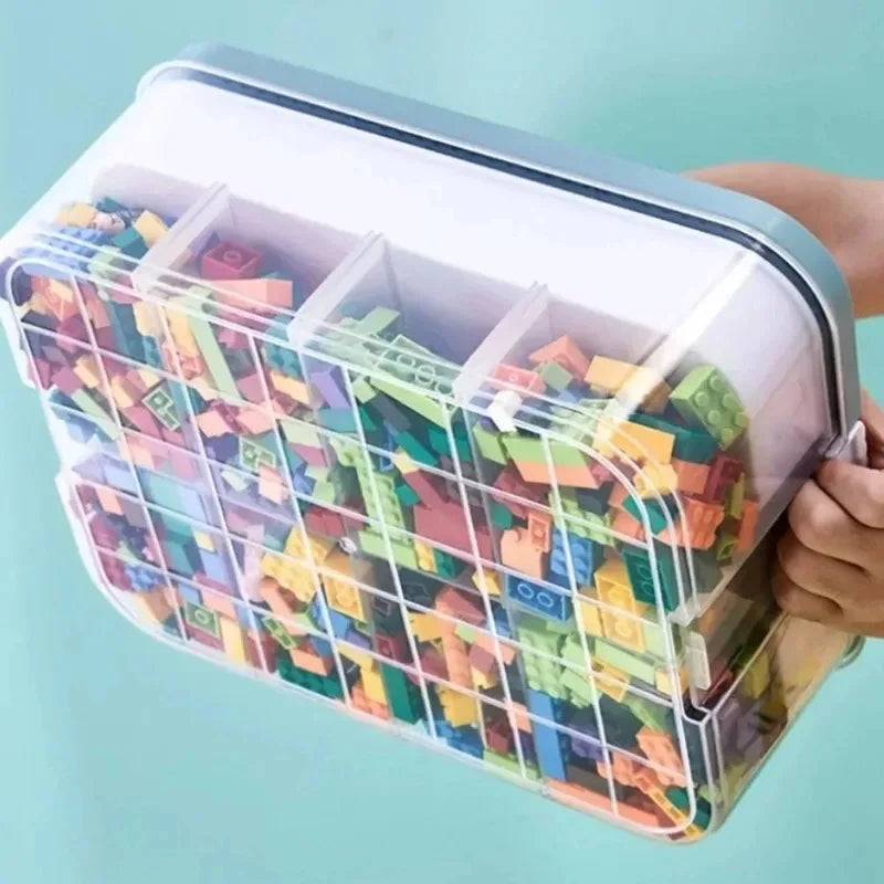 Stackable Kids Building Block Storage Box with 1–3 Layers and Play Lid