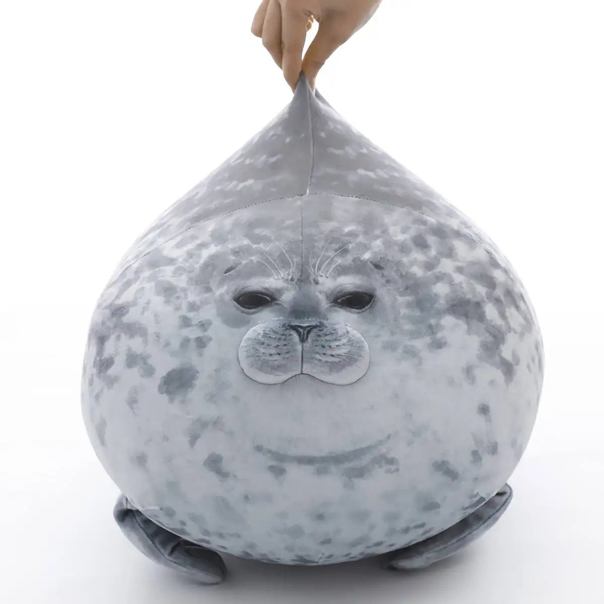 Blob Seal Plush Pillow - Soft Round Stuffed Seal Toy for Kids