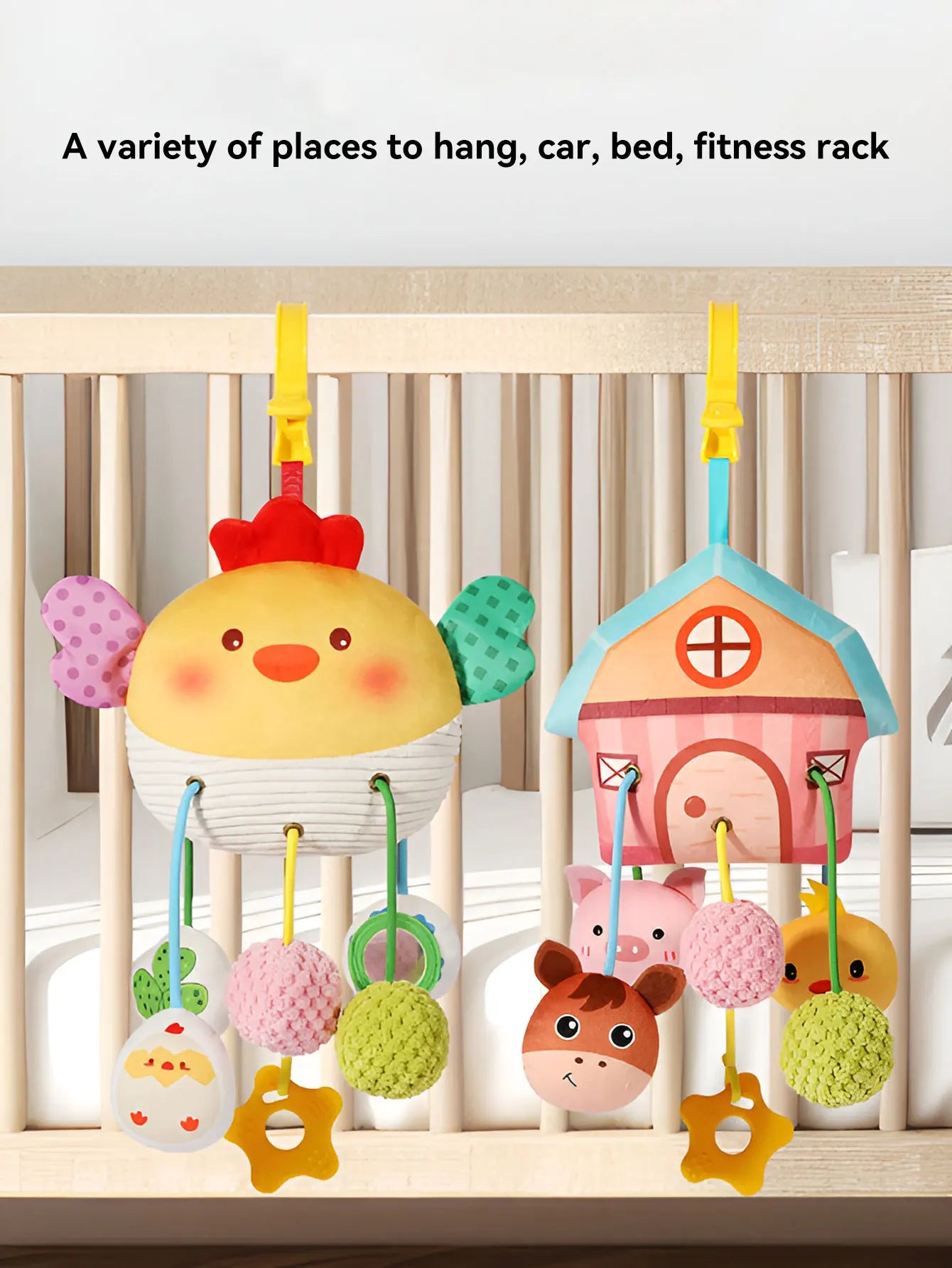 Hanging Baby Crib Toy Plush Bedbell with Pull String and Rattles