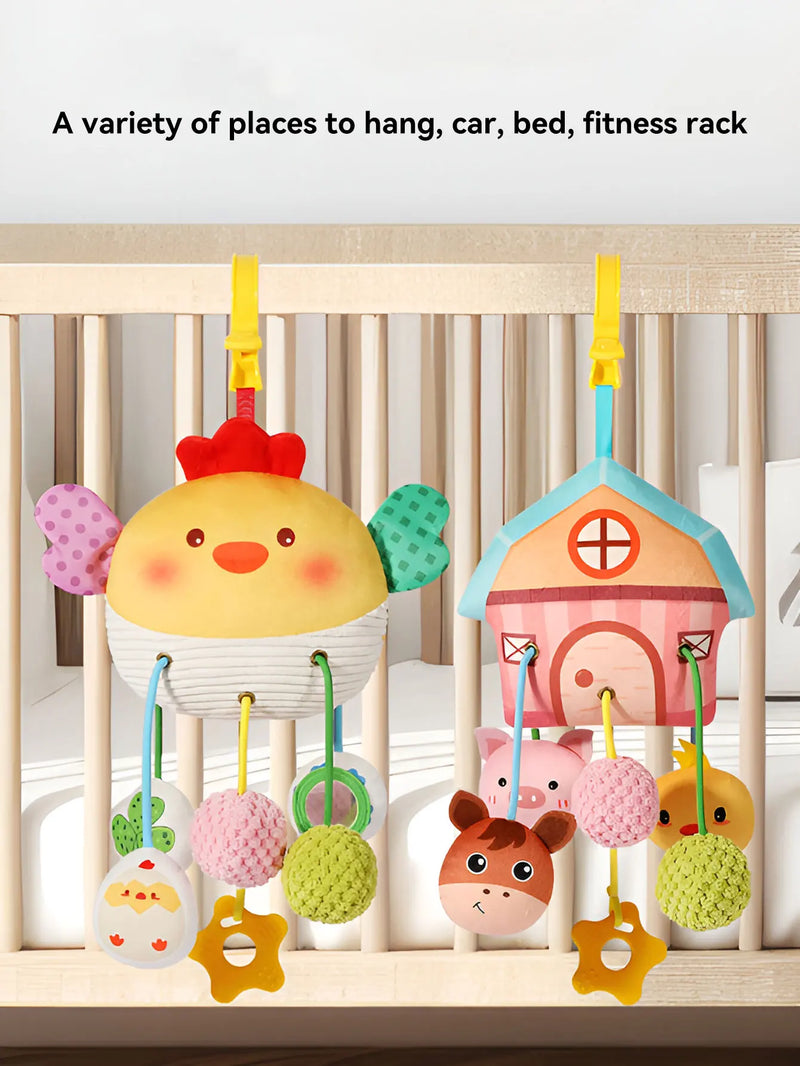 Hanging Baby Crib Toy Plush Bedbell with Pull String and Rattles