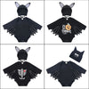 Baby Bat Romper Costume - Black Halloween Jumpsuit with Wing Sleeves