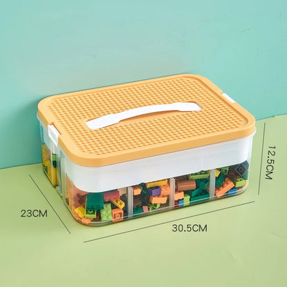 Stackable Kids Building Block Storage Box with 1–3 Layers and Play Lid