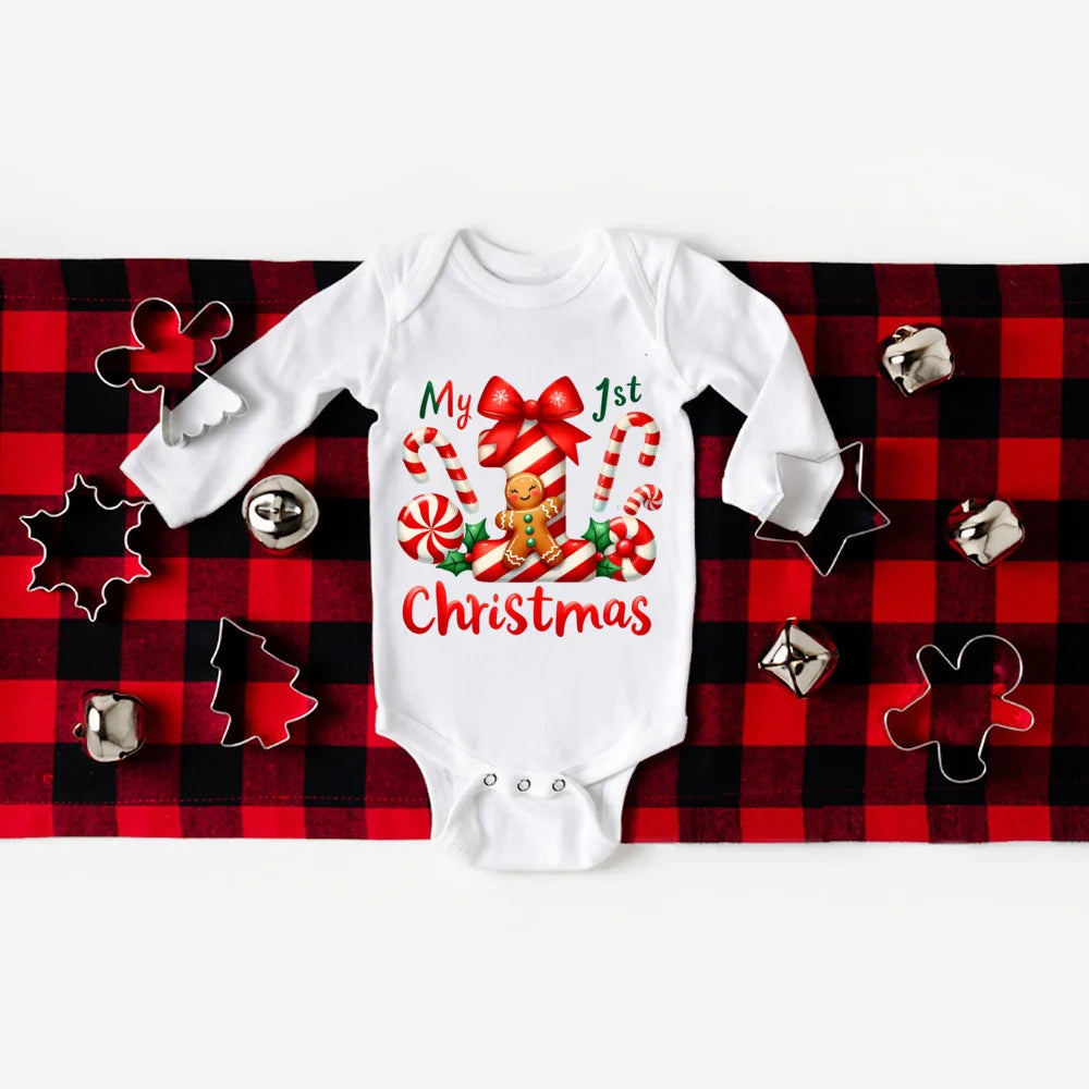 My First Christmas Baby Romper Long Sleeve Outfit