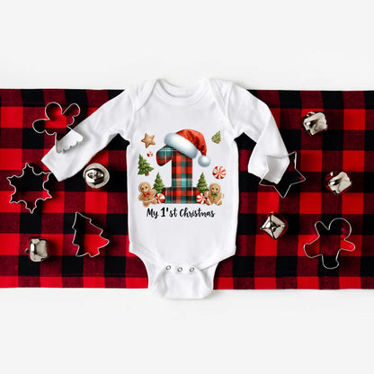 My First Christmas Baby Romper Long Sleeve Outfit