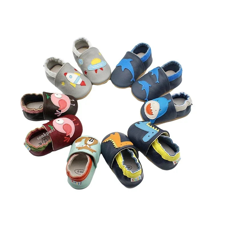 WildStep Leather Baby Moccasins | Animal Soft Sole First Walker Shoes 0-24M