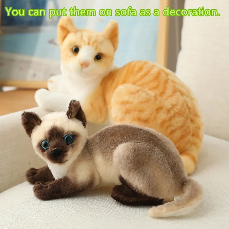 Cat Plush Toy - Soft Realistic Stuffed Cat for Kids & Nursery Decor