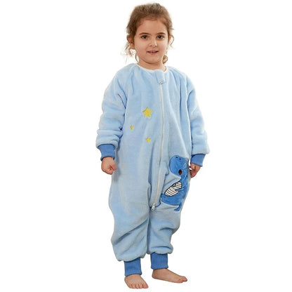 Warm Flannel Kids Sleepsack Pyjamas with Cute Cartoon Animal Prints