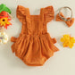 Baby Pumpkin Romper Outfit - Halloween Bodysuit Set with Bow Headband