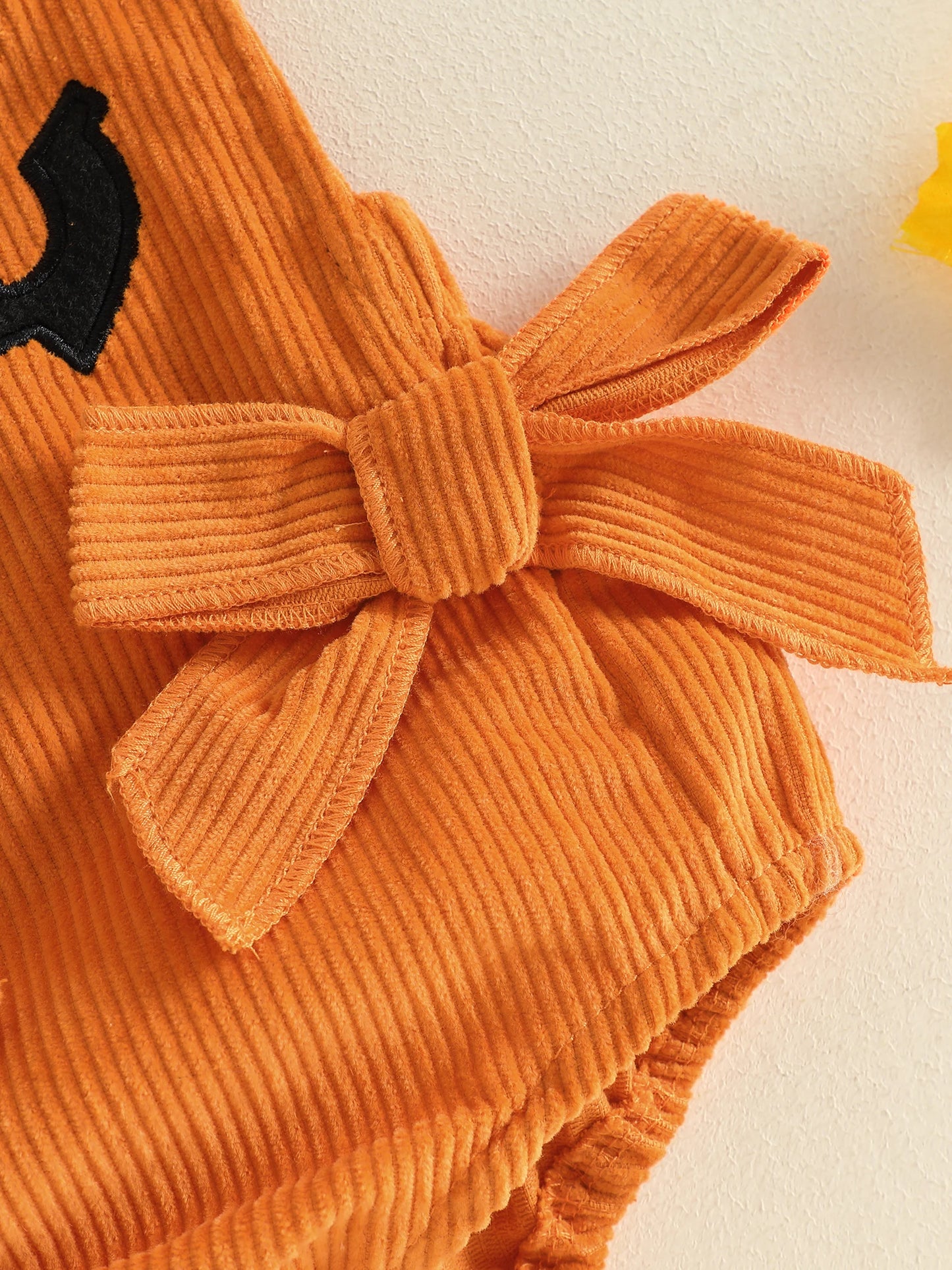 Baby Pumpkin Romper Outfit - Halloween Bodysuit Set with Bow Headband