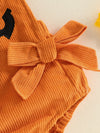 Baby Pumpkin Romper Outfit - Halloween Bodysuit Set with Bow Headband