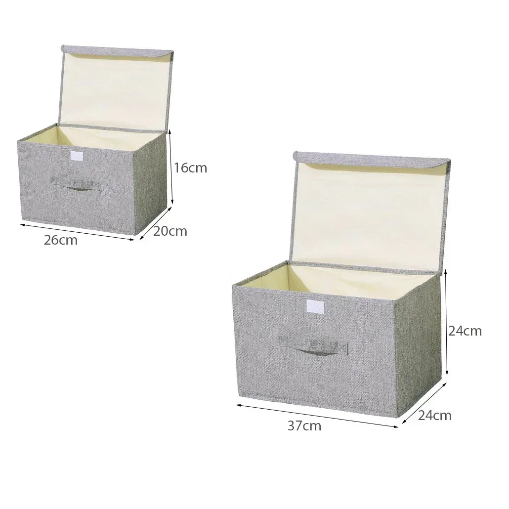 Fabric Organizer Bin with Lid for Home Storage
