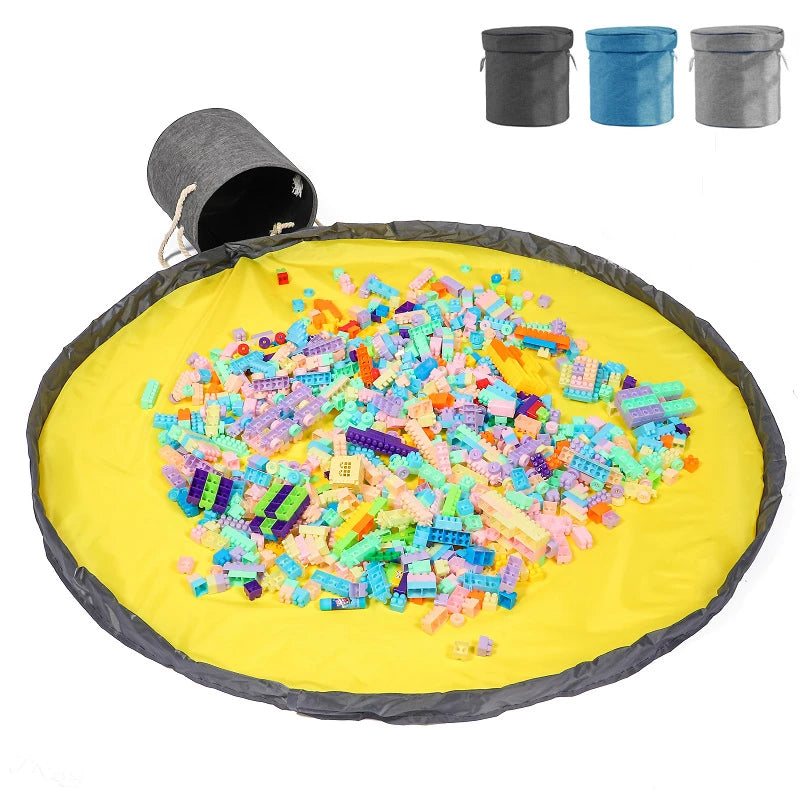 Foldable Toy Storage Bucket with Play Mat