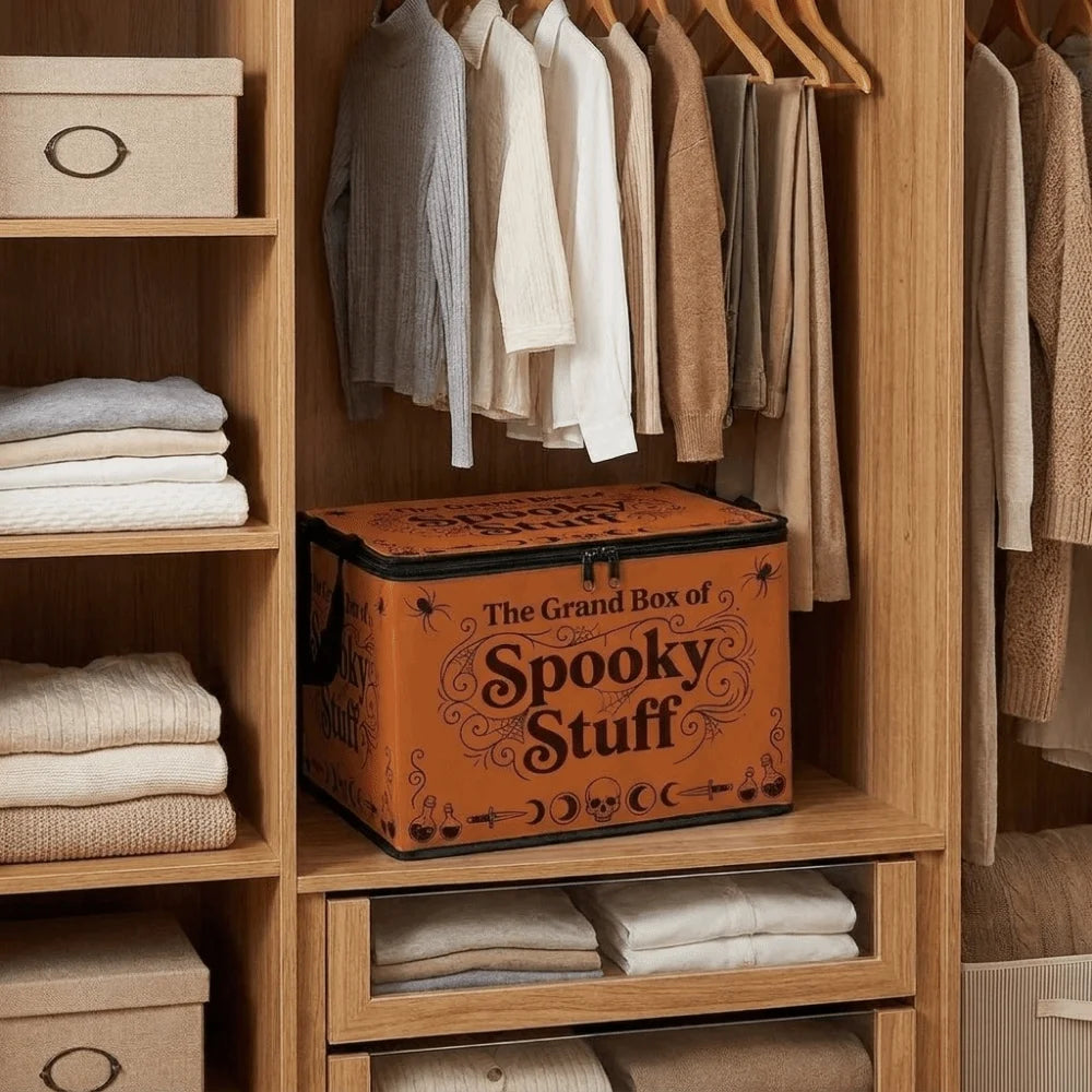 Halloween Storage Box - Spooky Stuff Organiser Bin with Lid