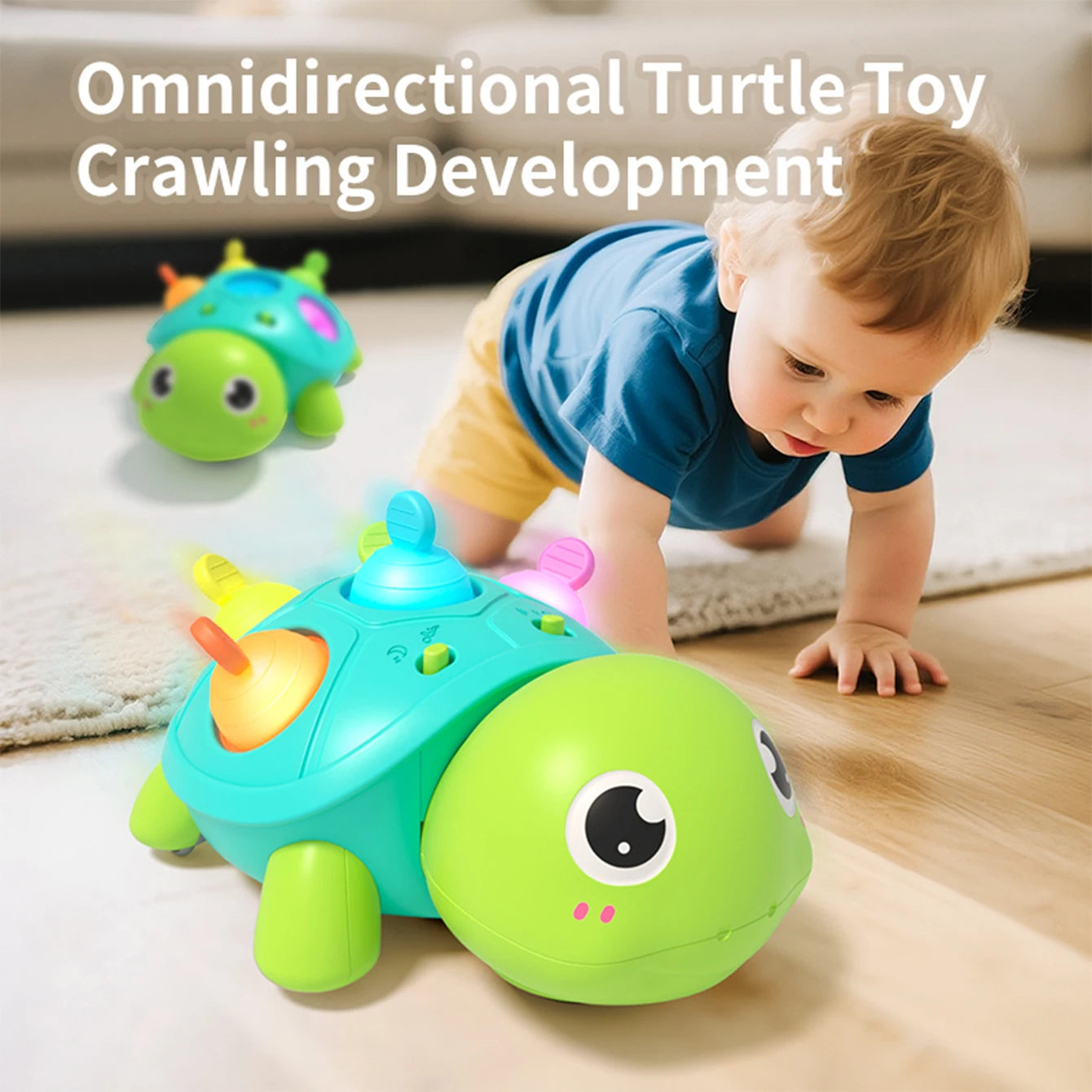 Crawling Turtle Toy with Music and Lights for Babies
