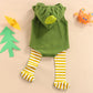 Baby Avocado Romper Outfit - Hooded Sleeveless Jumpsuit with Striped Stockings