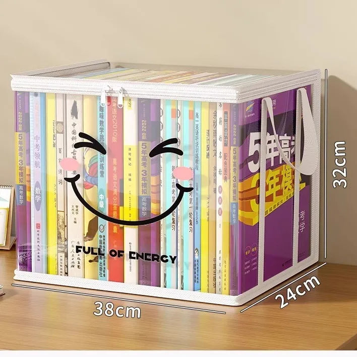 Clear Book Storage Box with Handles
