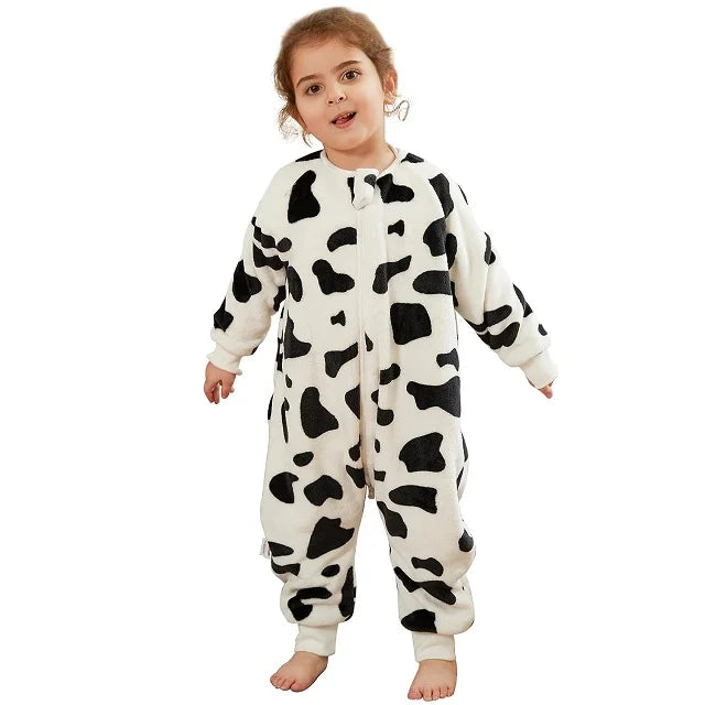 Warm Flannel Kids Sleepsack Pyjamas with Cute Cartoon Animal Prints